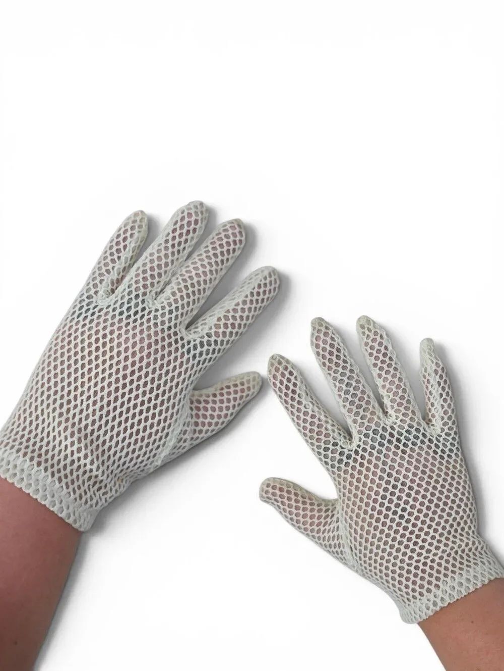 Vintage Japan Off White Mesh Fishnet Gloves